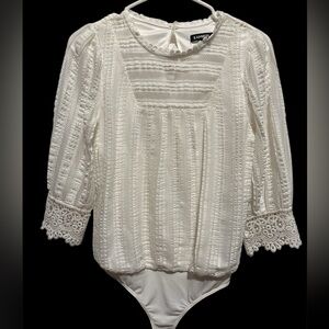 Express White Lace Bodysuit  Festival Feminine Trendy Cottagecore Y2K size XS